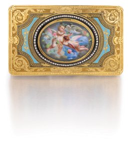 Éneklő madár doboz, 1840 körül (arany, gyémánt és zománc) alkotó: Charles Bruguier