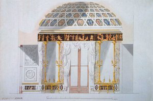A Tsarskoje Selo Achát pavilonjában található jáspisszekrény terve, 1780-as évek.