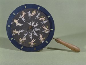 A Phenakisticope kerub dizájnkártyával, 1835 alkotó: Charles Chevalier