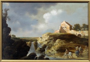 Olasz táj. Carel De Hooch festménye (? - 1638) alkotó: Charles Cornelisz de Hooch