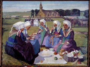 Plougastel asszonyai Szent Anna la Palud kegyelmében 1903-ban. Charles Cottet festménye (1863-1924)