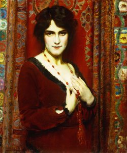 A Cornelian Necklace (R kisasszony portréja) alkotó: Charles Courtney Curran