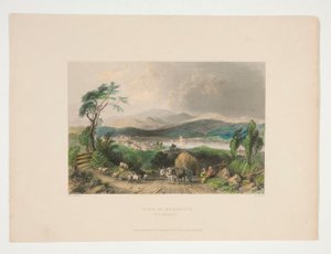 Kilátás Meredithre, New Hampshire, Nathaniel Parker Willis illusztrációja