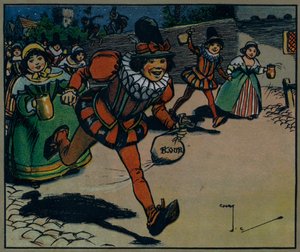 Lányok és fiúk jönnek ki játszani (színes litho) alkotó: Charles Crombie