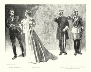 Rudolf Rassendyll, Flavia hercegnő, Sapt ezredes, Bernenstein hadnagy (lithó) alkotó: Charles Dana Gibson