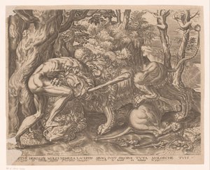 Herkules megfojtja a nemeai oroszlánt Hercules munkái Frans Floris után (sorozat címe)
