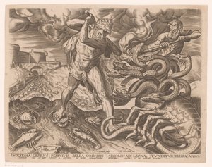 Herkules legyőzi Lerna hidráját Hercules munkái Frans Floris után (sorozat címe)