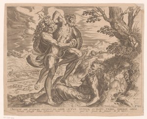 Herkules Antaeusszal birkózik Hercules munkái Frans Floris után (sorozat címe)