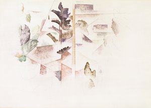 Bermuda, fák és építészet, 1917 körül (wc papíron) alkotó: Charles Demuth