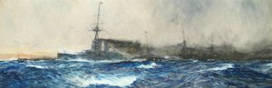 A HMS Iron Duke a flotta más fővárosi hajóinak élén alkotó: Charles Dixon