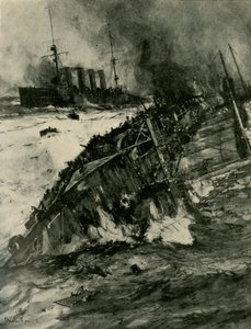 A HMS Aboukir elsüllyedése, első világháború, 1914. szeptember 22., 1920. alkotó: Charles Dixon