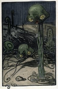 A Mars bolygó lakója. M. Dudouyt (1885-1946) illusztrációja Herbert George Wells (1866-1946) „A világok háborúja” című regényéhez. alkotó: Charles Dudouyt