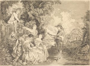 szerelmi lecke alkotó: Charles Dupuis after Antoine Watteau