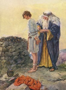 Ábrahám megkötözi Izsákot áldozatul alkotó: Charles Edmund Brock