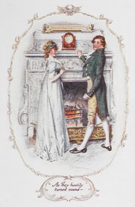 Ahogy sietve megfordultak – Jane Austen Büszkeség és balítélet című illusztrációja (színes litó) alkotó: Charles Edmund Brock