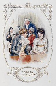 "Szerintem nagyon kellemetlen", illusztráció a Büszkeség és balítélethez, Jane Austen alkotó: Charles Edmund Brock