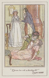 Illusztráció: Jane Austen az érzékhez és érzékhez (színes litó) alkotó: Charles Edmund Brock