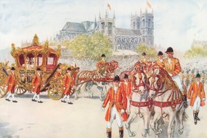 A koronázási kocsi befordul a rakpartra (színes litó) alkotó: Charles Edmund Brock
