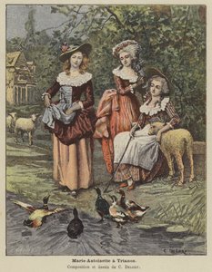 Marie Antoinette a Trianonban (színes litó) alkotó: Charles Edouard Delort