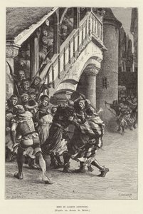 Mort de Jacques Artevelde. Jacob van Artevelde flamand kereskedő és politikai vezető meghalt egy csőcselék keze által, Gentben alkotó: Charles Edouard Delort