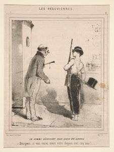 Egy férfiról kiderült, hogy ő volt meglepett (A Man Discovered for Having Been Surprised), a Les Vesuviennes című sorozatból, amely a Le Charivariban jelent meg