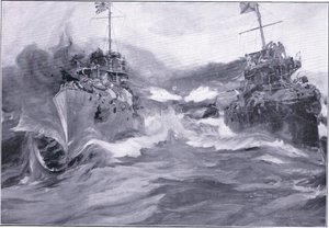 Pusztítók harca, illusztráció: Cassells Az orosz-japán háború története, 1. kötet, 1900 körül
