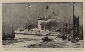 Amerikai segélyszolgálat a sebesülteknek, a Maine kórházhajó Gravesend mellett fekszik alkotó: Charles Edward Dixon