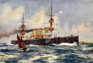 A HMS Powerful felfelé gőzölög a csatornán Dél-Afrikából visszatérve