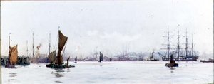 Nyugat felé tekintve Tilburyből (akvarell, papír) alkotó: Charles Edward Dixon