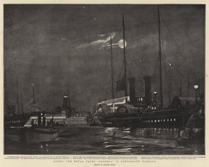 Éjszaka, a Royal Yacht Alberta Portsmouth kikötőjében alkotó: Charles Edward Dixon