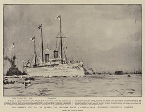 A császár látogatása a királynőnél, a Hohenzollern császári jacht befut a portsmouthi kikötőbe alkotó: Charles Edward Dixon