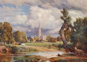 Salisbury katedrális (színes litográfia)
