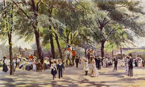 Londoni Állatkert: Broad Walk, elefántokkal (színes litho)