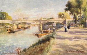 Temze folyó: Staines Bridge (színes litográfia) alkotó: Charles Edwin Flower