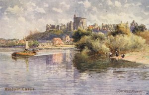 Temze folyó: Windsor Castle (színes litográfia)