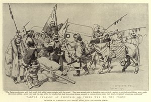 Tatár lovasság Tientsinnél a front felé alkotó: Charles Edwin Fripp