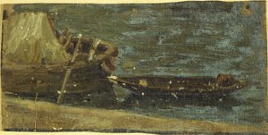 Csónakok kikötve, 1870 körül (olaj, vászon) alkotó: Charles Emile Cuisin