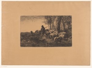 Pásztor sertések csoportjával alkotó: Charles Emile Jacque (attributed to)