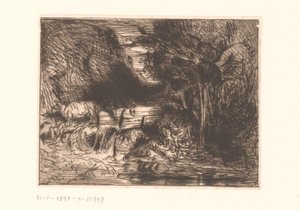 Táj tehén és a vízfolyás alkotó: Charles Emile Jacque (attributed to)
