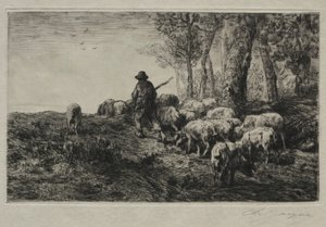 Egy sertéscsorda alkotó: Charles Emile Jacque