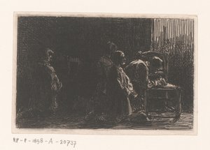Imádkozó alakok egy szék előtt alkotó: Charles Emile Jacque