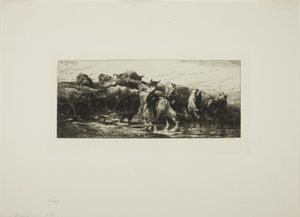 Tehenek isznak a folyóból alkotó: Charles Emile Jacque