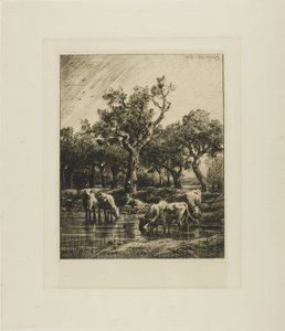 Tehenek egy itatóhelyen alkotó: Charles Emile Jacque