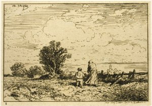 Átkelés a réten alkotó: Charles Emile Jacque