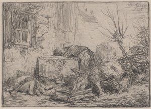 Farmyard, kb. 1845. alkotó: Charles Emile Jacque