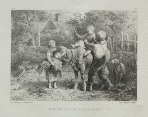 Első lovas lecke alkotó: Charles Emile Jacque