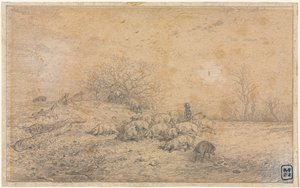 Disznócsorda, c. 1845. alkotó: Charles Emile Jacque