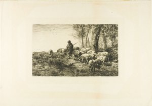 Sertéscsorda disznópásztorral alkotó: Charles Emile Jacque