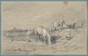 Sertéscsorda Charles Jacque (1813-1894) rajza alkotó: Charles Emile Jacque