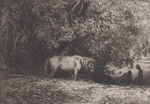 Ló a fa ága alatt, 1846. alkotó: Charles Emile Jacque